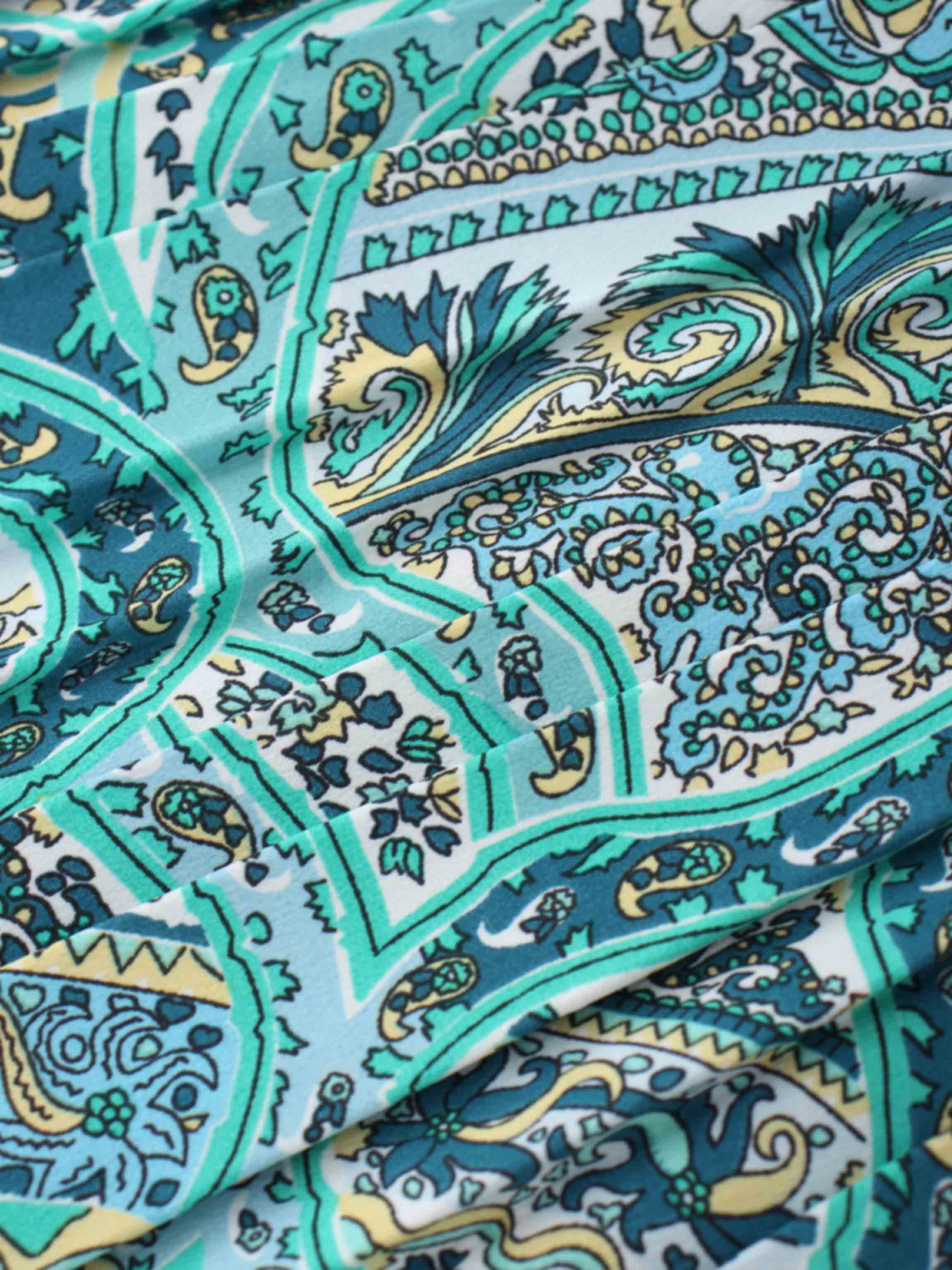 Covered Band Pleated Skirt 37"-Floral Paisley