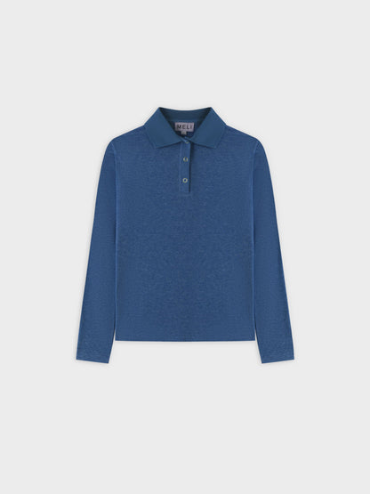 Ribbed Collar T-Shirt-Denim