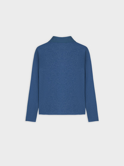 Ribbed Collar T-Shirt-Denim