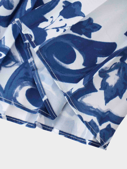 Covered Band Pleated Skirt 37"-Blue Picasso