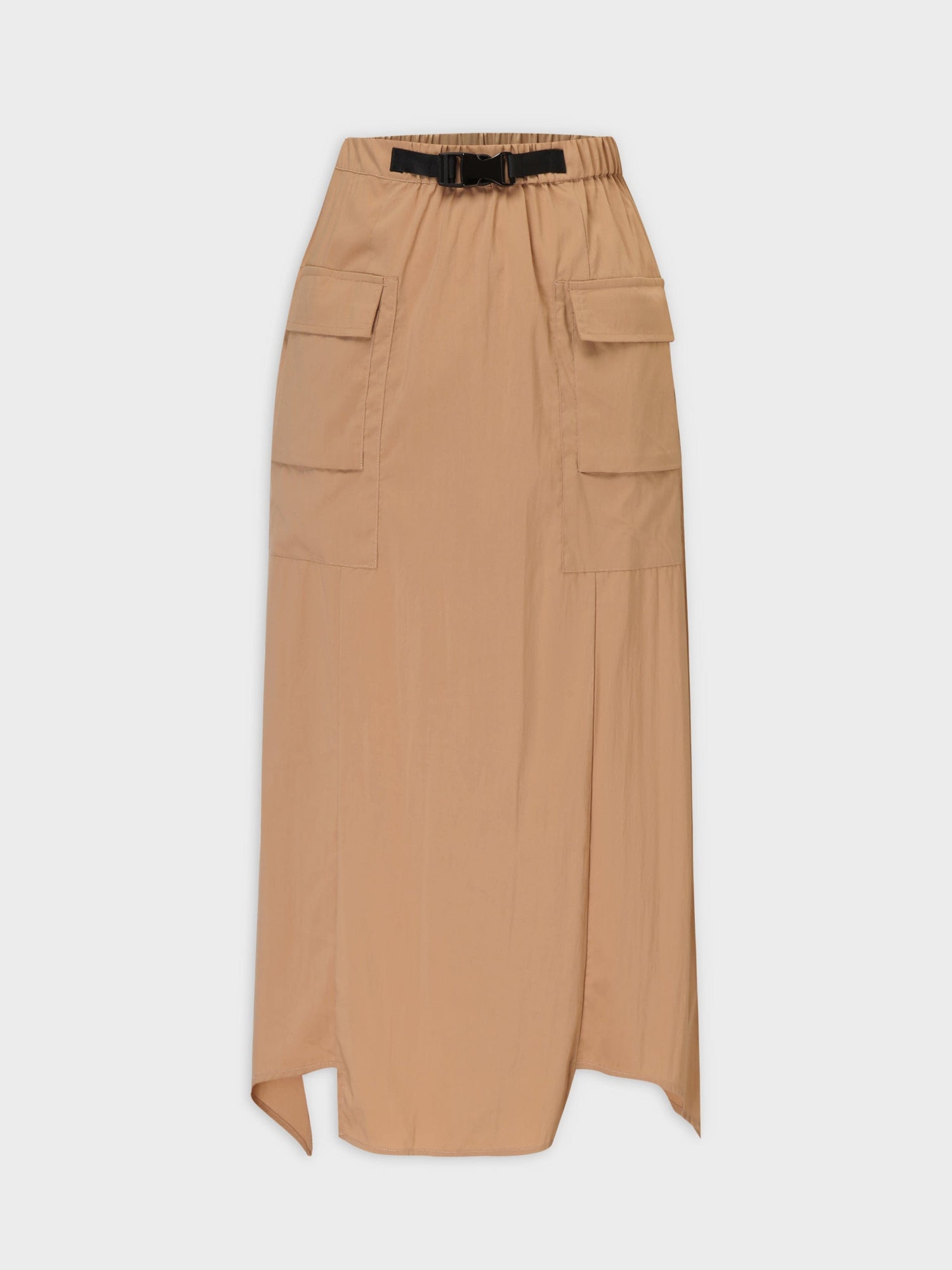 Buckle Cargo Skirt-Tan