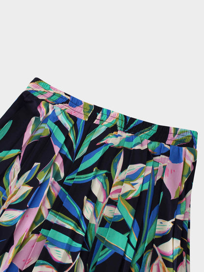 Covered Band Pleated Skirt 37"-Colored Tropic