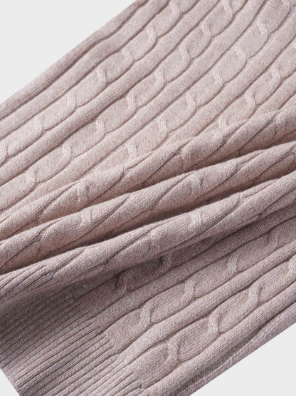 Knit Cable Sweater-Heathered Tan
