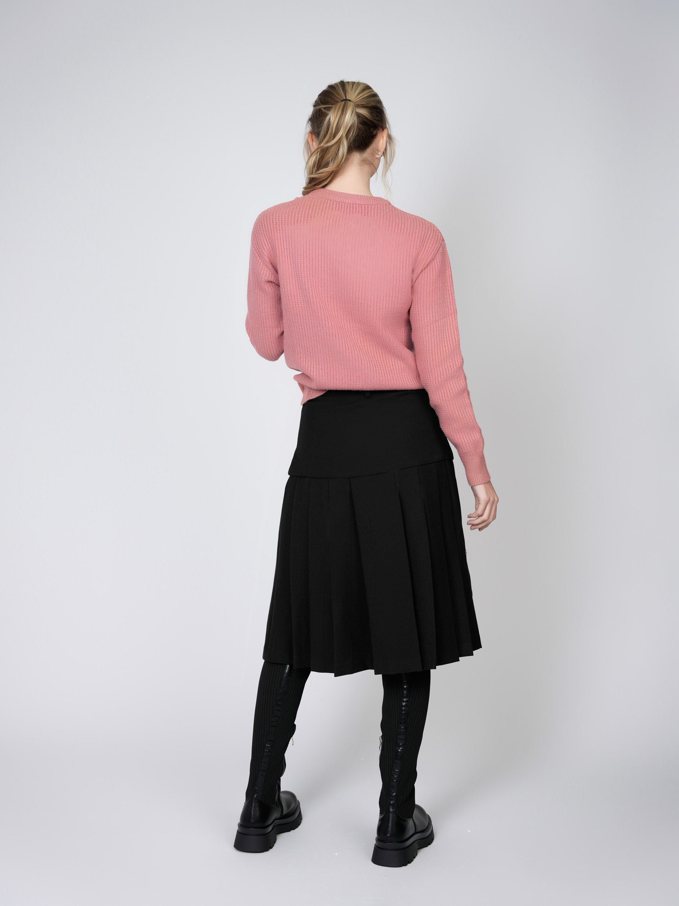 SOLID WAFFLE KNIT TOP-SALMON