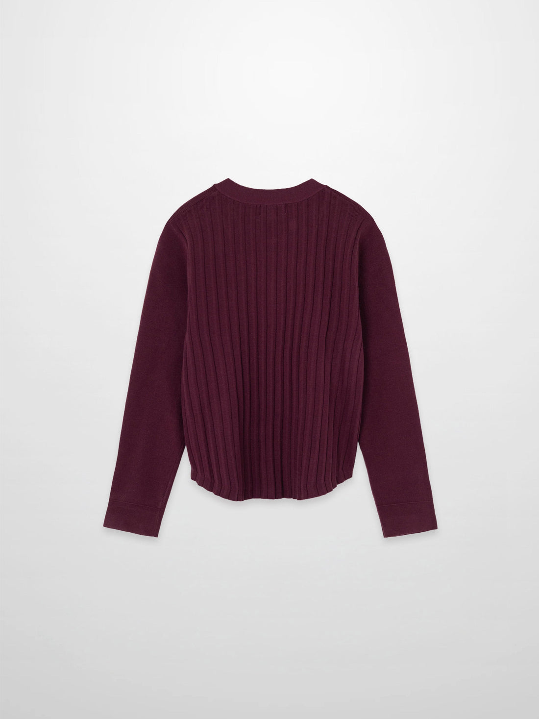Back Wide Ribbed Cardigan Sweater-Burgundy