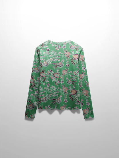 Basic Printed T-shirt-Mint Mediterranean