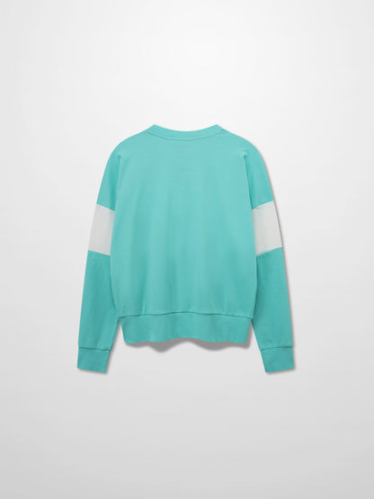 Wide Stripe Bomber-Aqua/White