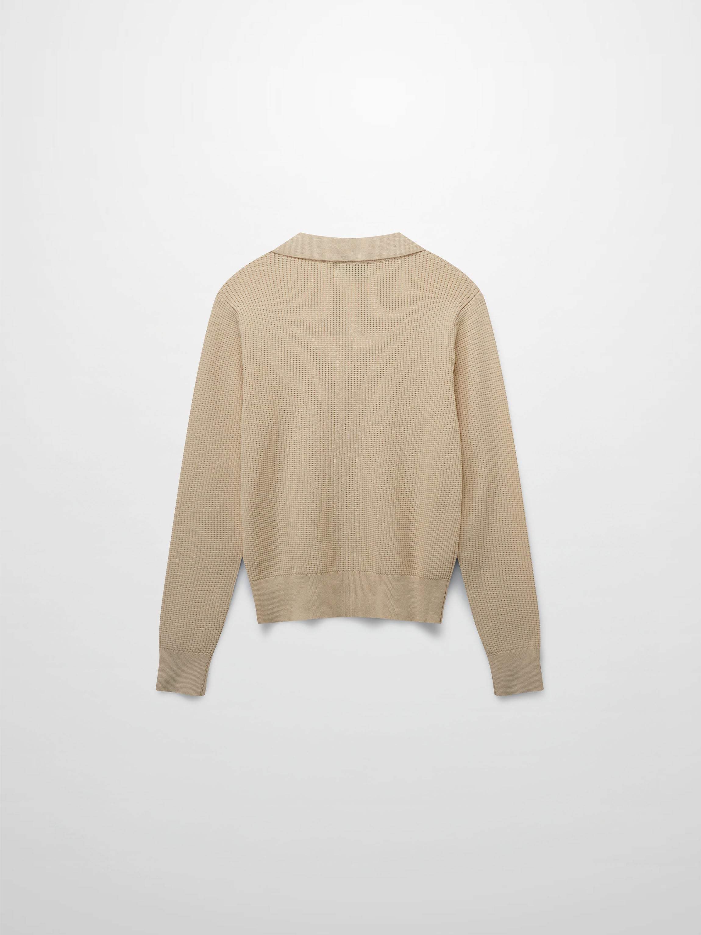 Waffle Collared Sweater-Bone