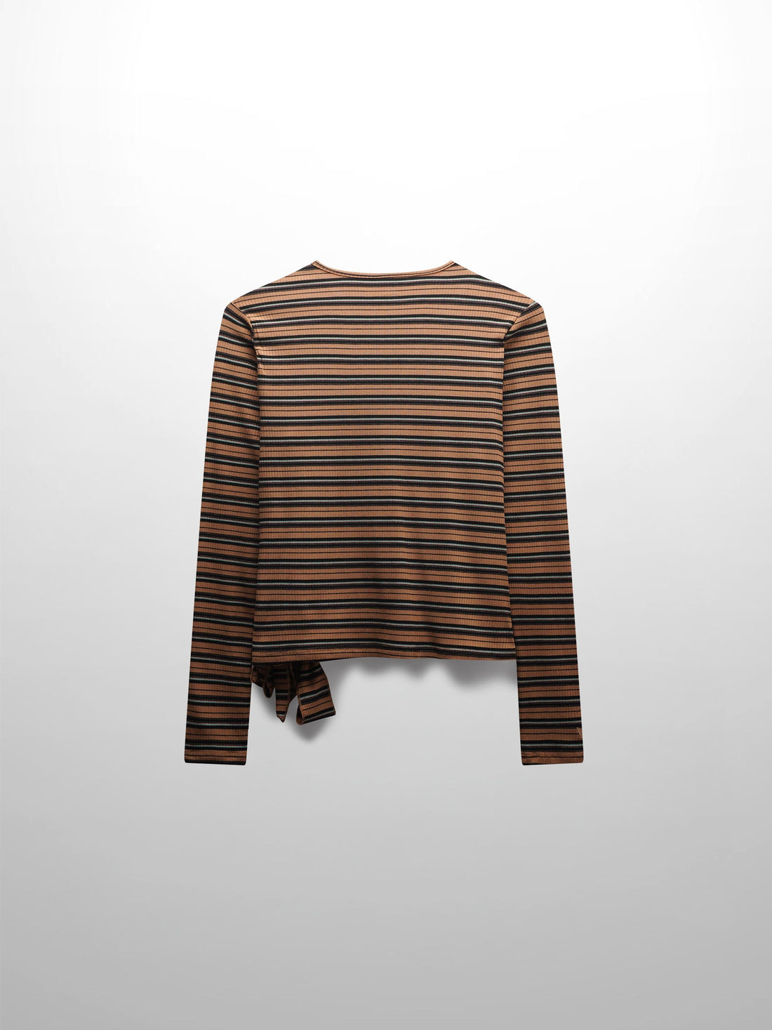 Striped Wrap Tee-Caramel