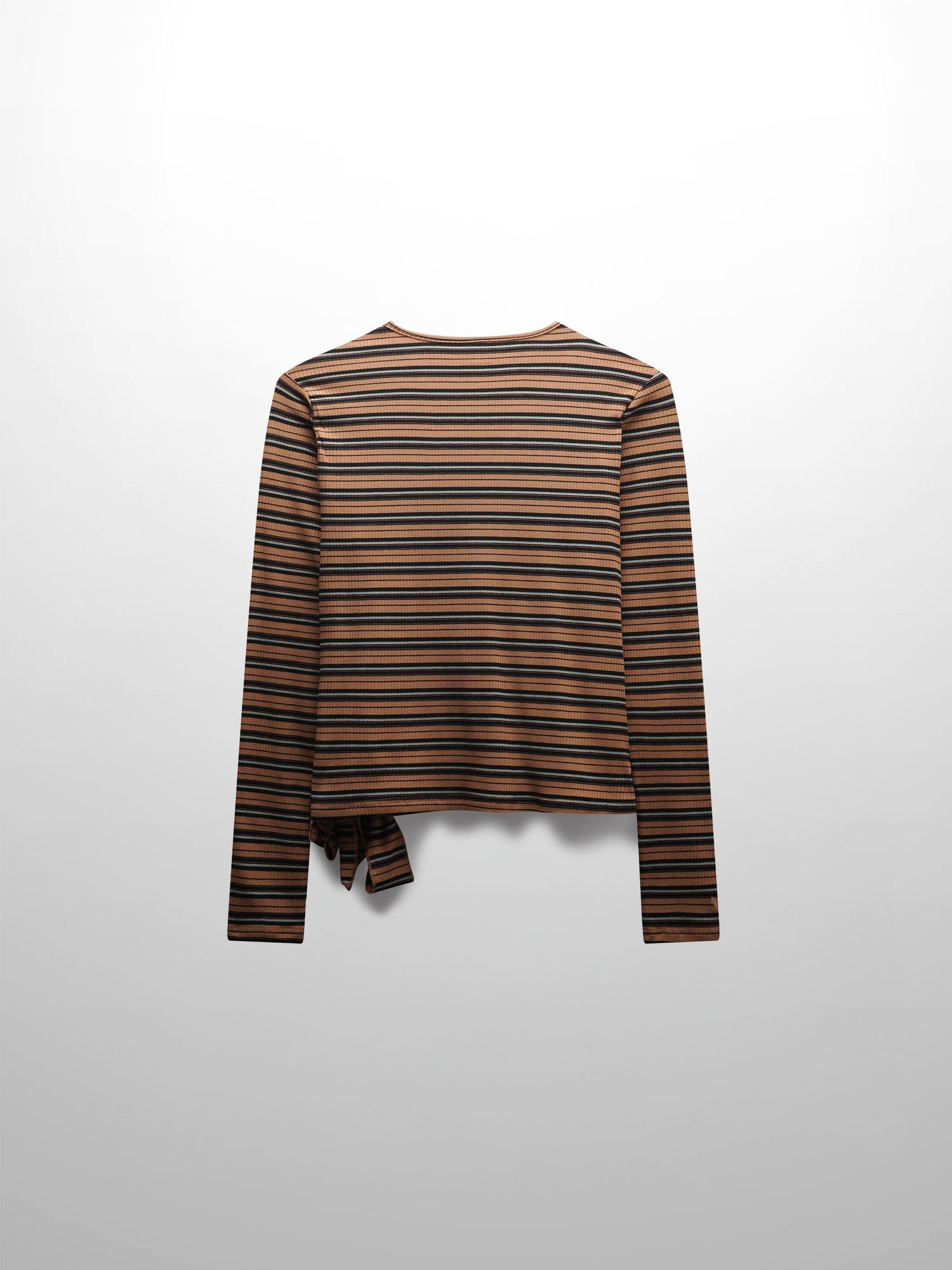 Striped Wrap Tee-Caramel