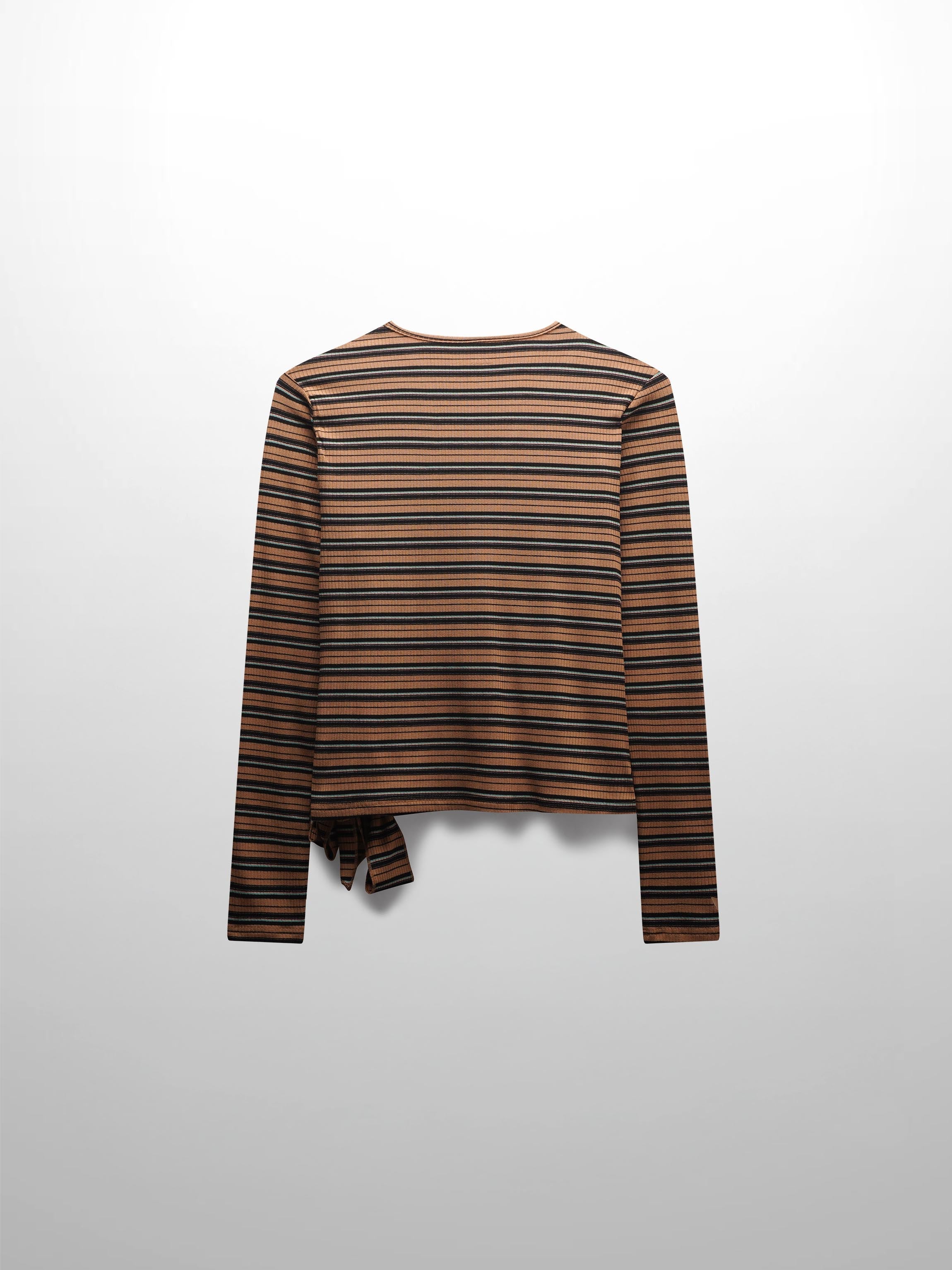 Striped Wrap Tee-Caramel