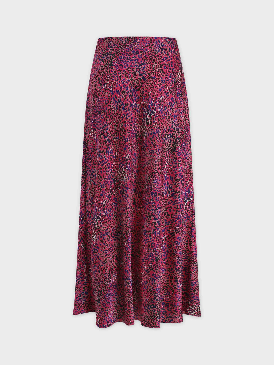 Printed Satin Slip Skirt-Pink Leopard