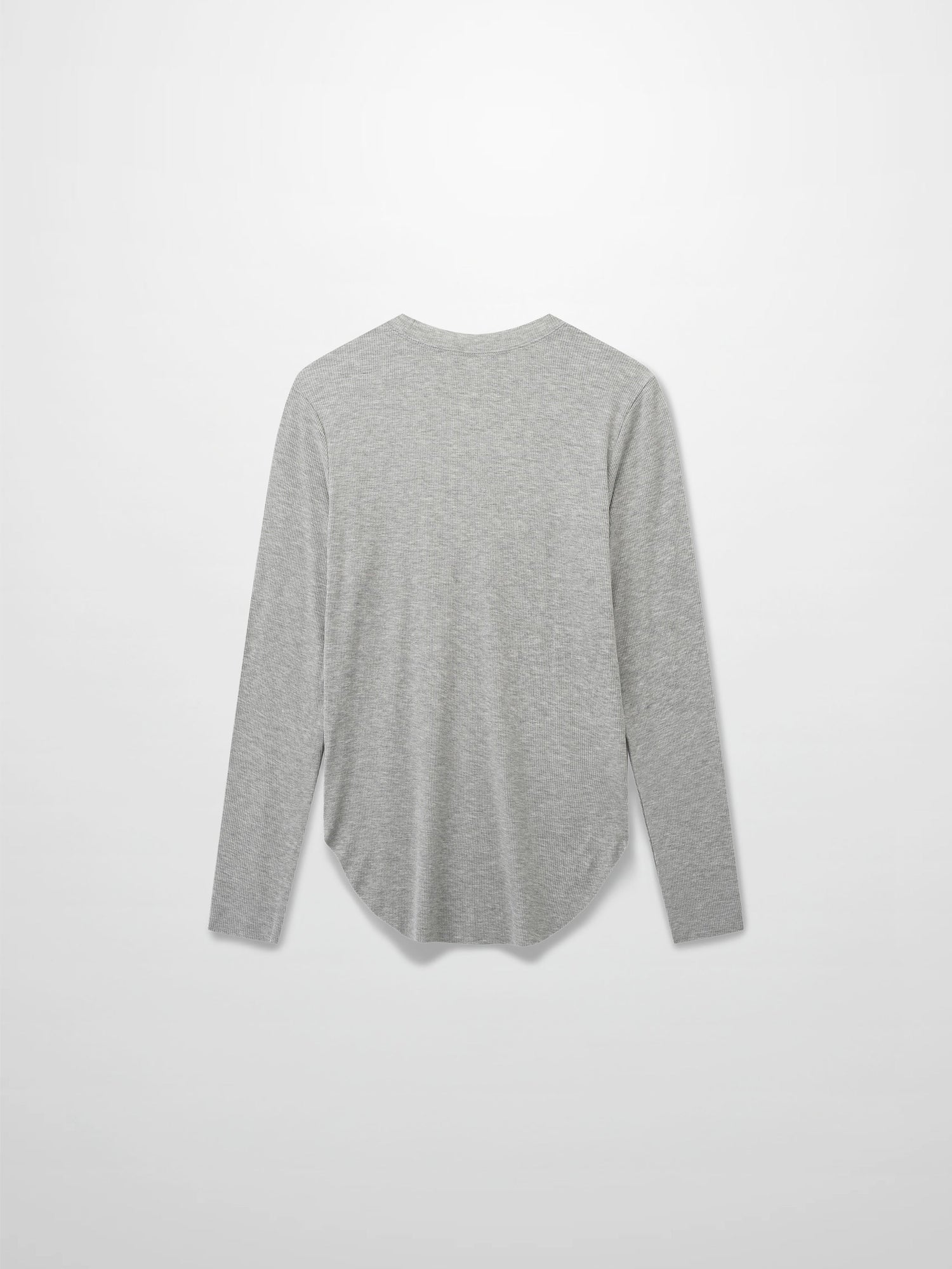 Rounded Hem Ribbed T-Shirt-Heathered Grey