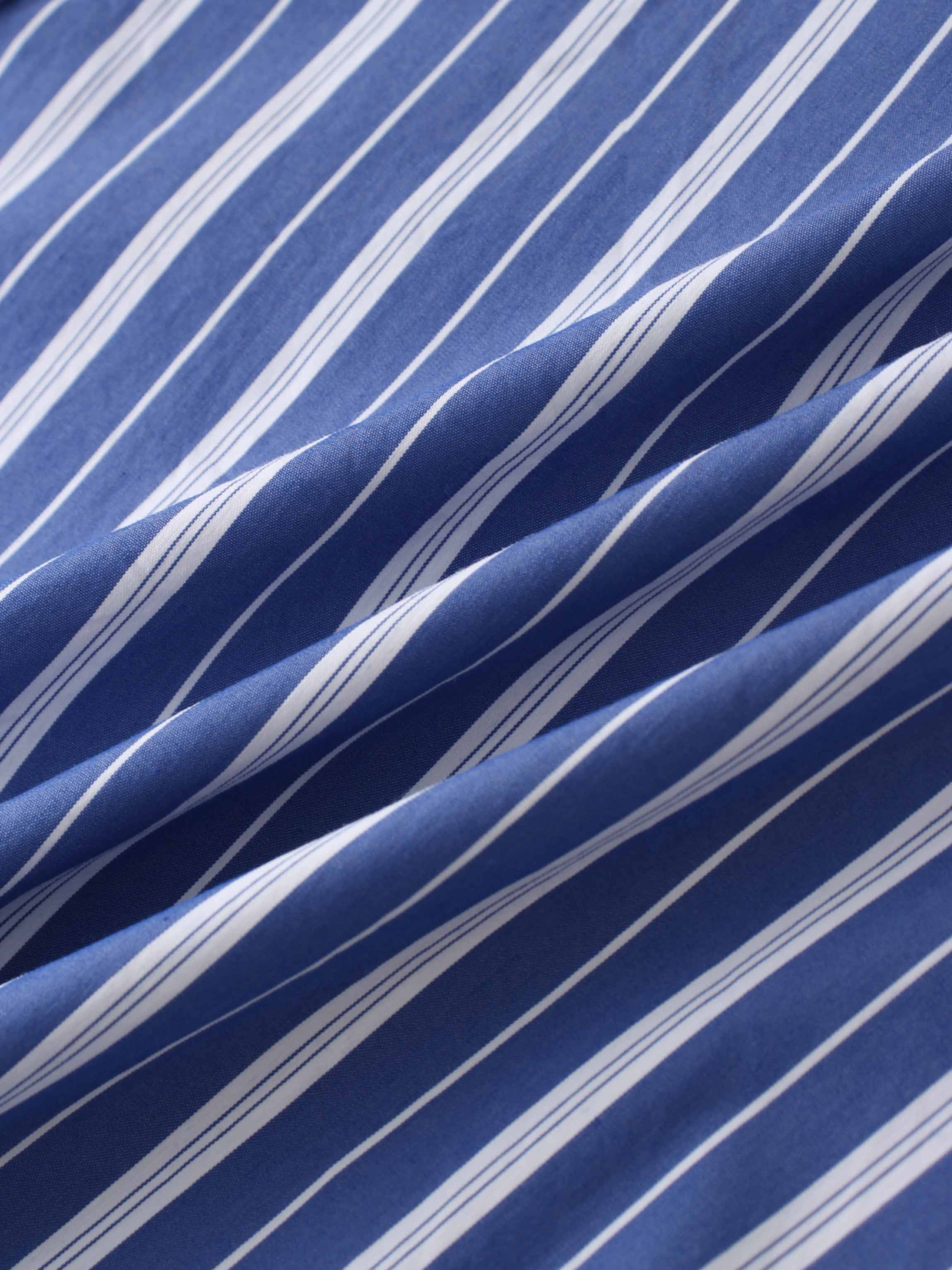 Button Down Yoke Circle Skirt-Blue Stripe