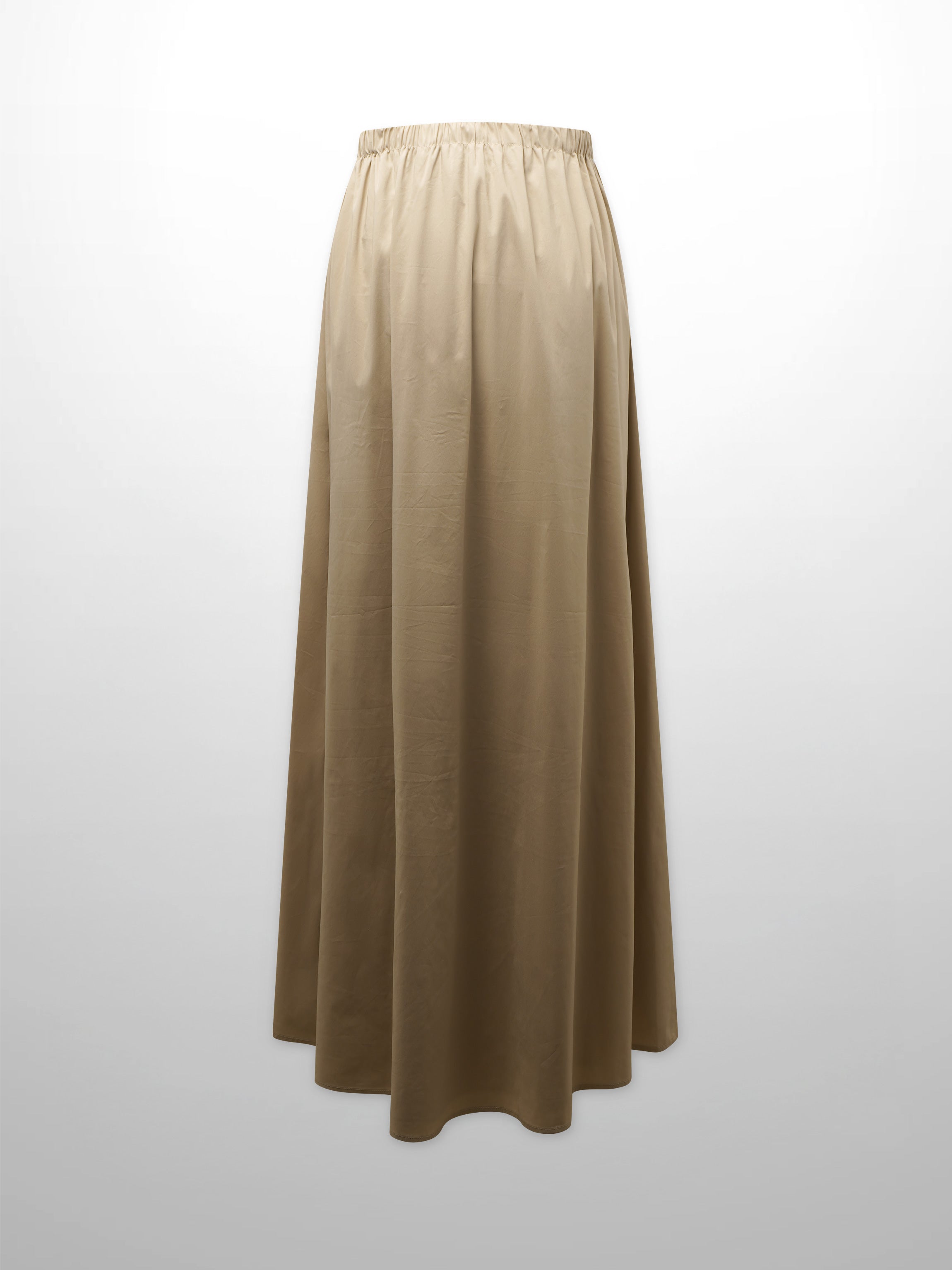Front Zipper Cotton Circle Skirt-Tan