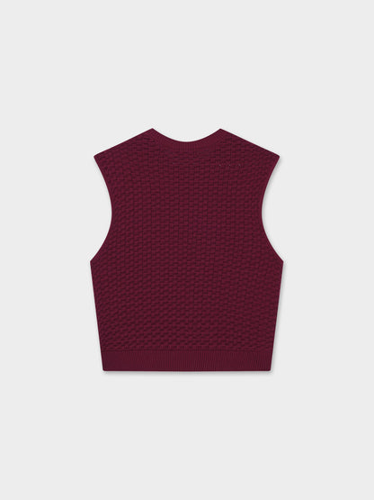 Box Weave Vest-Burgundy