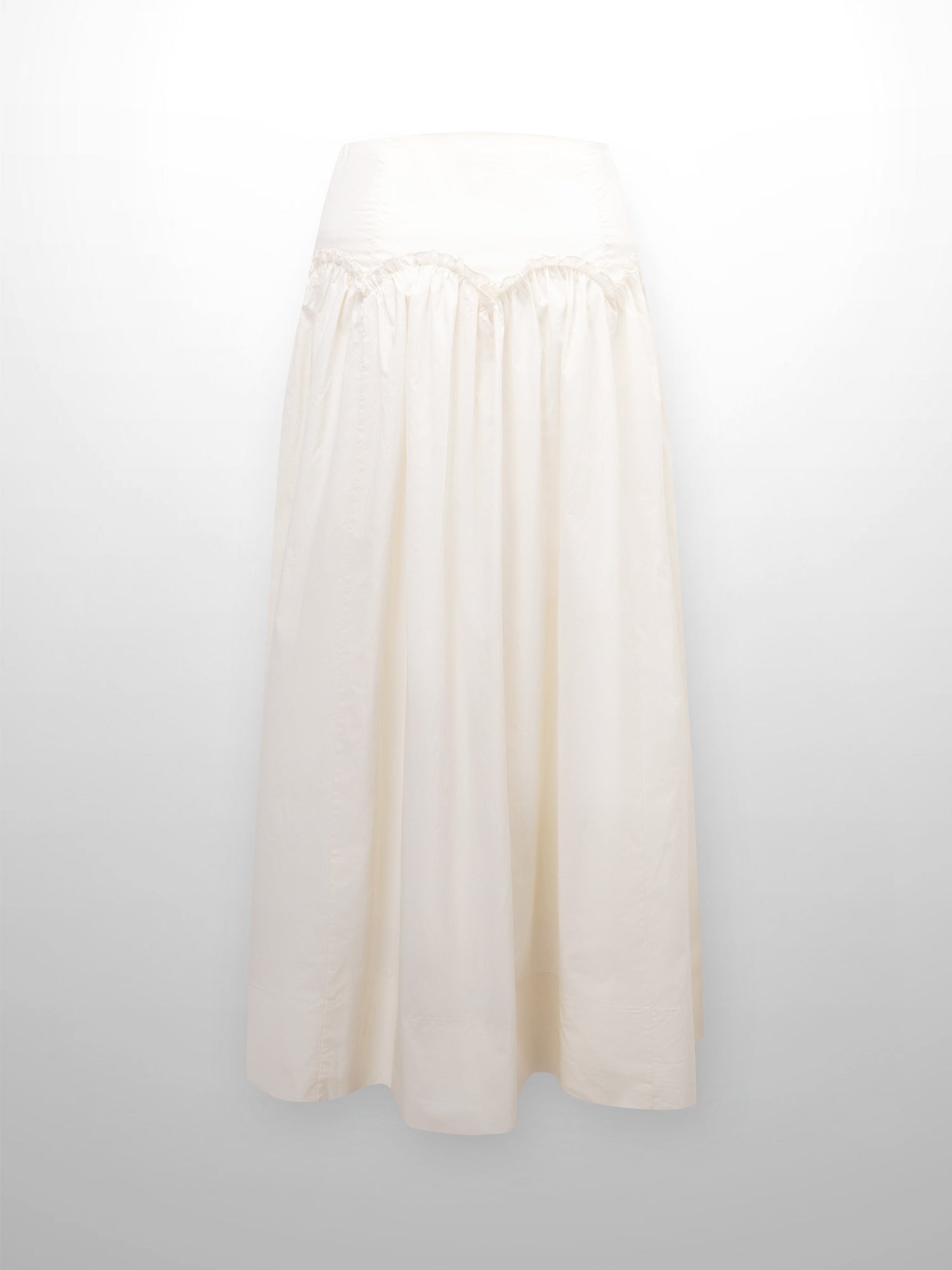 Yoke Ruffle Skirt-White