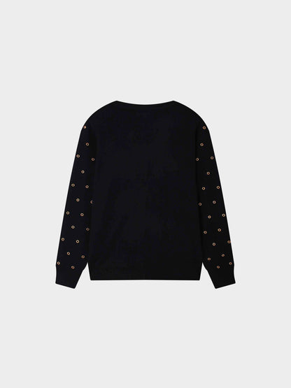 Grommet Cardigan-Black