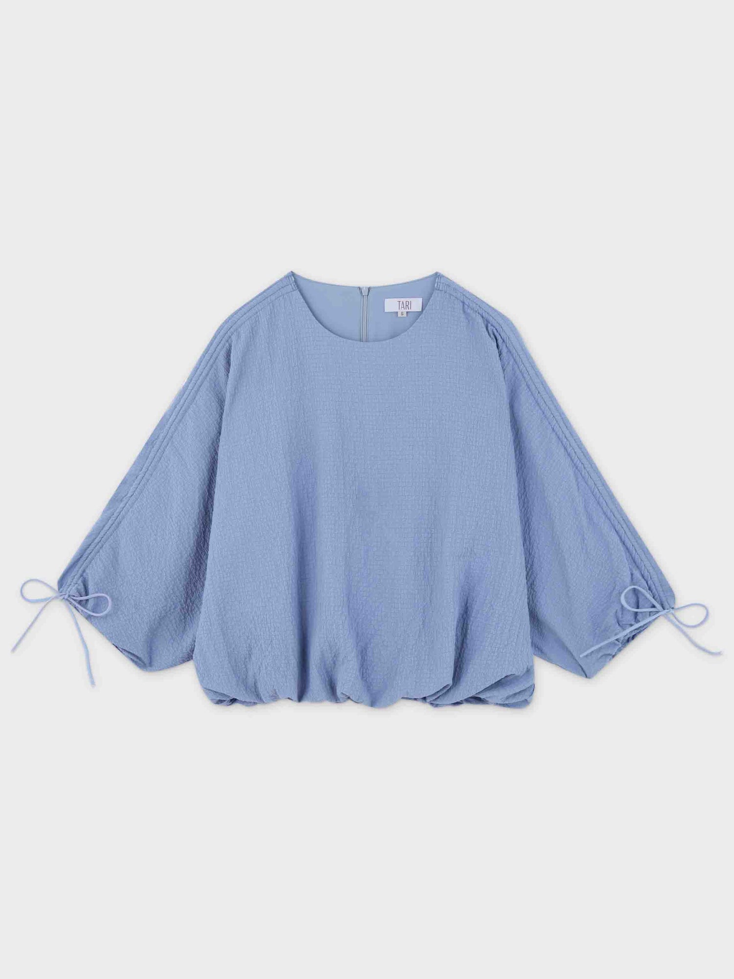 Textured Bubble Top-Denim Blue