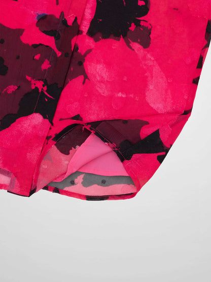 Bow Blouse-Black/Hot Pink