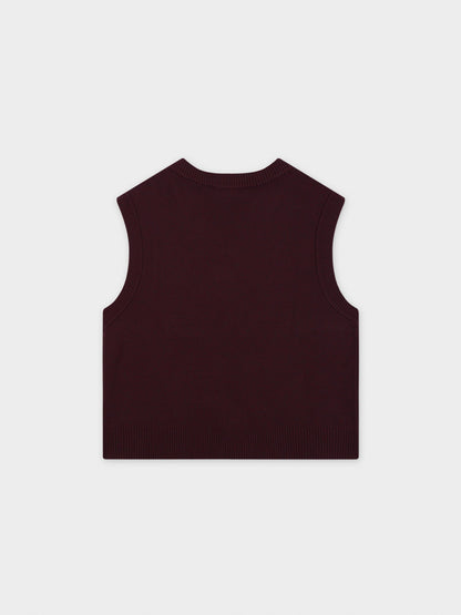 V-Neck Knit Vest-Speckled Burgundy