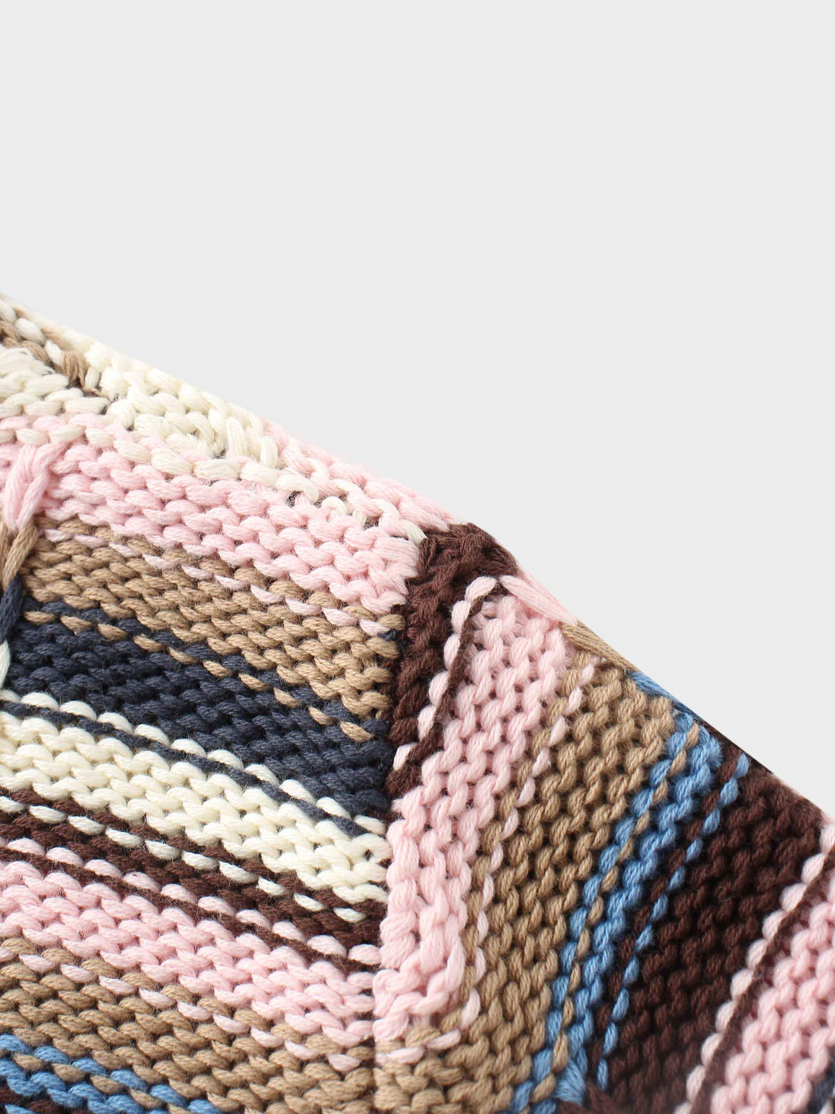 Overstitch Detail Striped Sweater-Brown