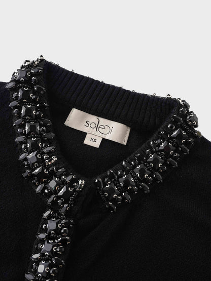 Embellished Cardigan Sweater-Black