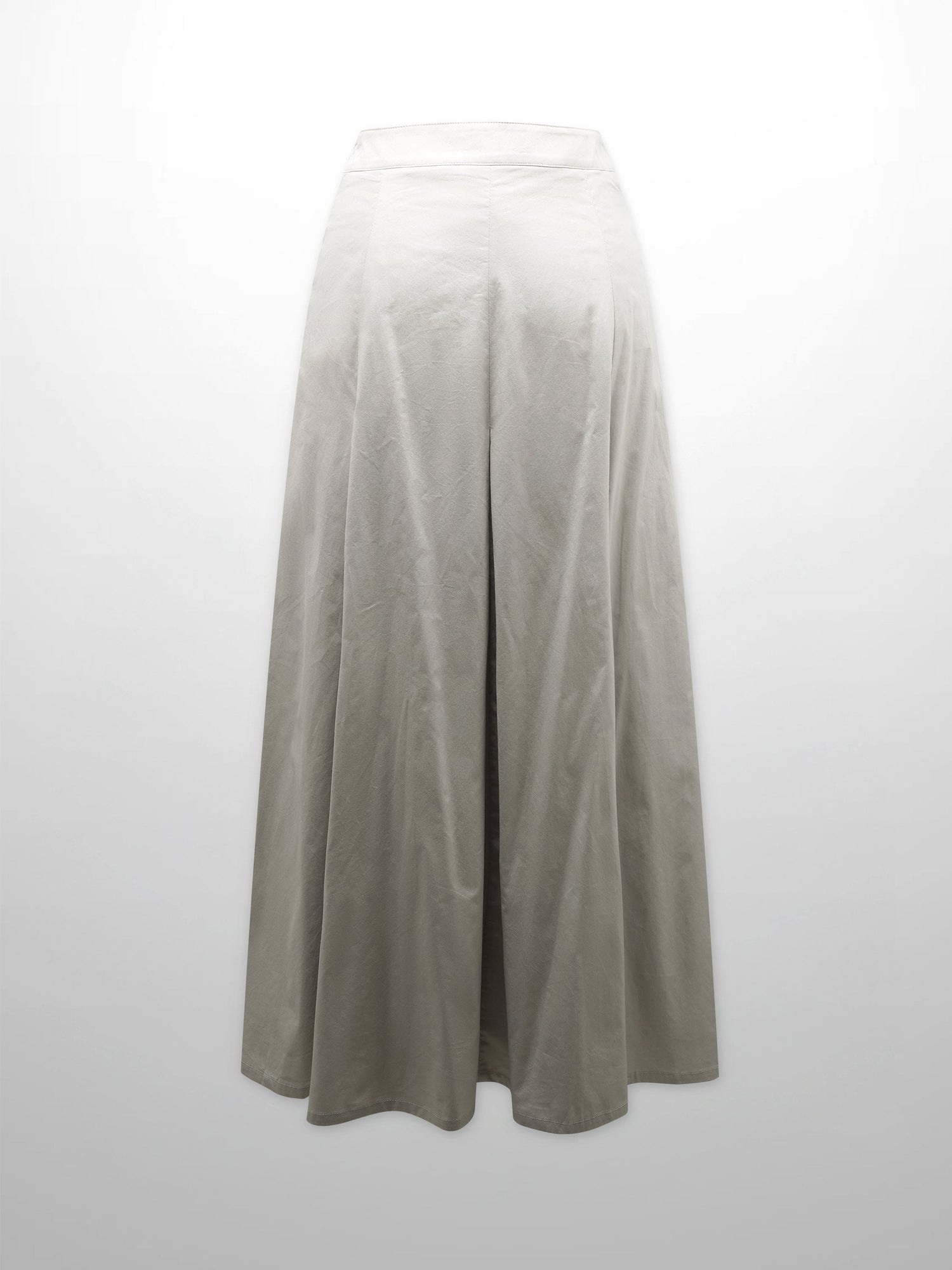 Stitch Down Cotton Pleated Skirt-Light Grey
