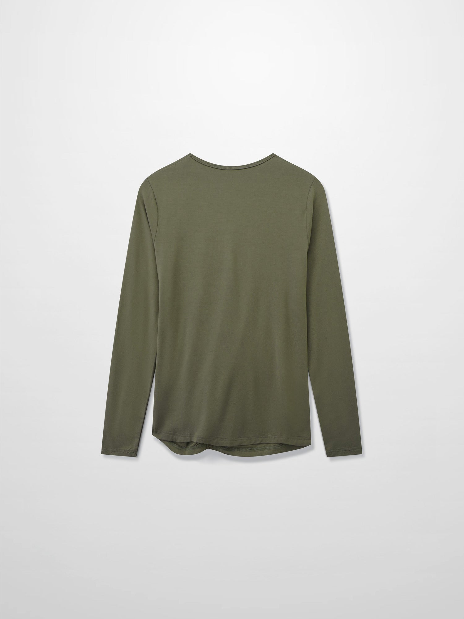 Curved Gathered Detailed T-Shirt-Olive