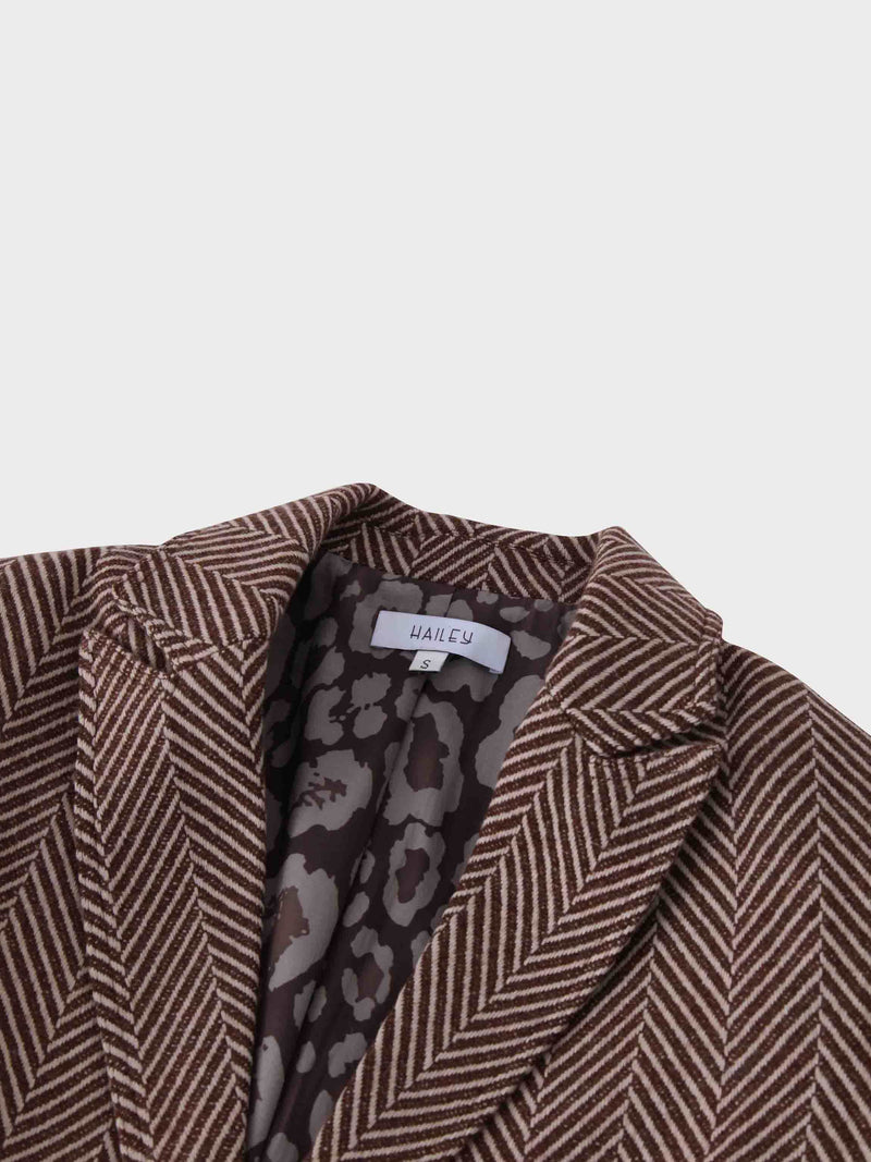 Fitted Blazer-Brown/Cream