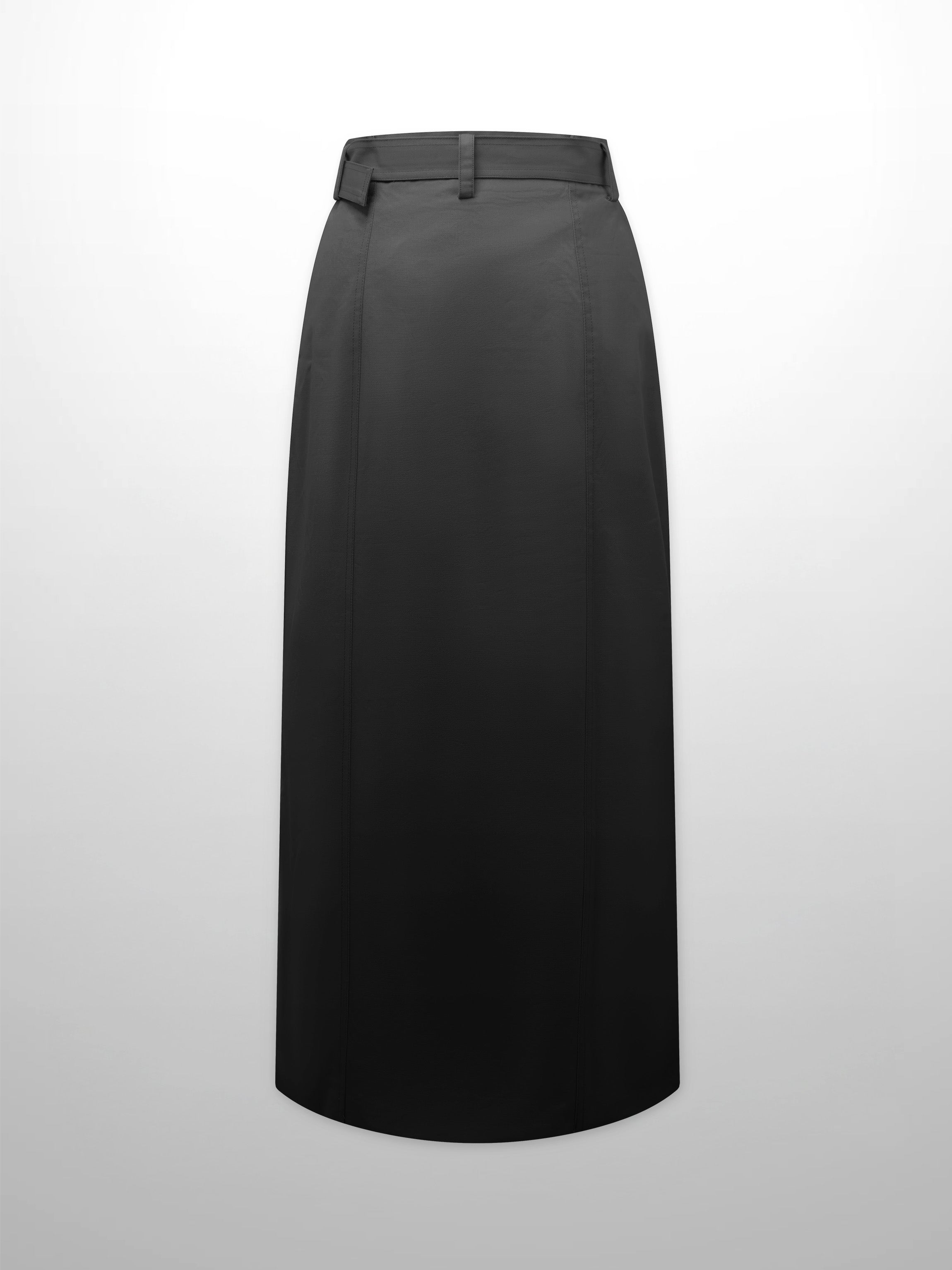 Belted Cotton Cargo Skirt-Black