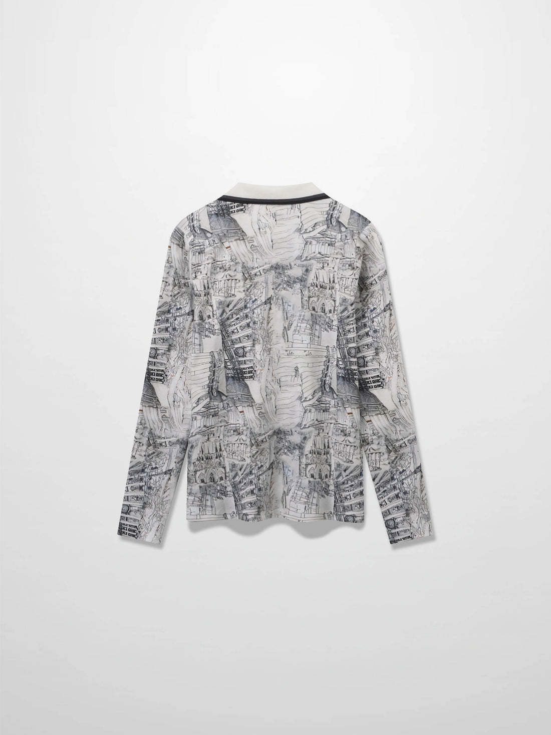 Printed Collar Snap Tee-Sketch