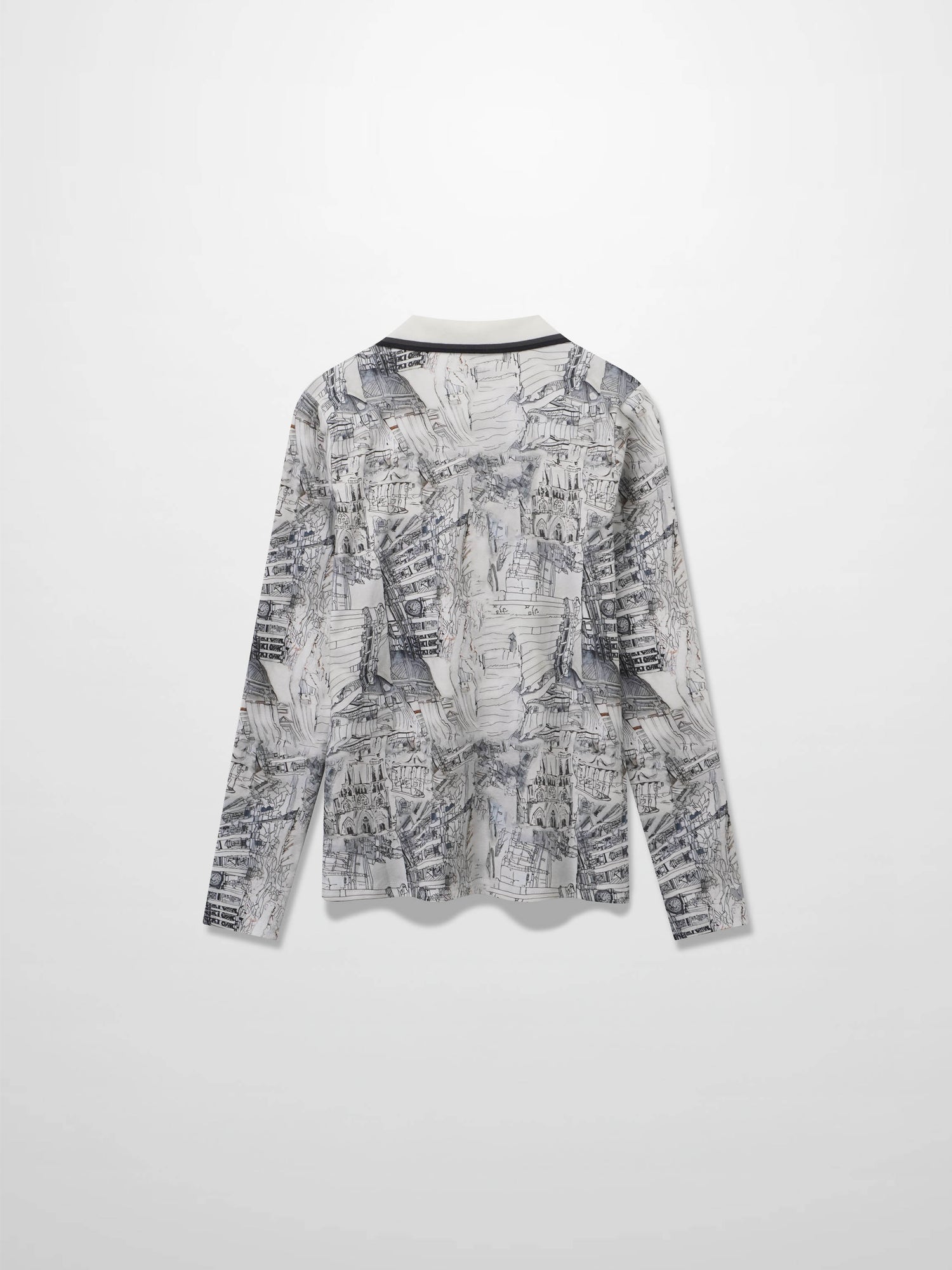 Printed Collar Snap Tee-Sketch