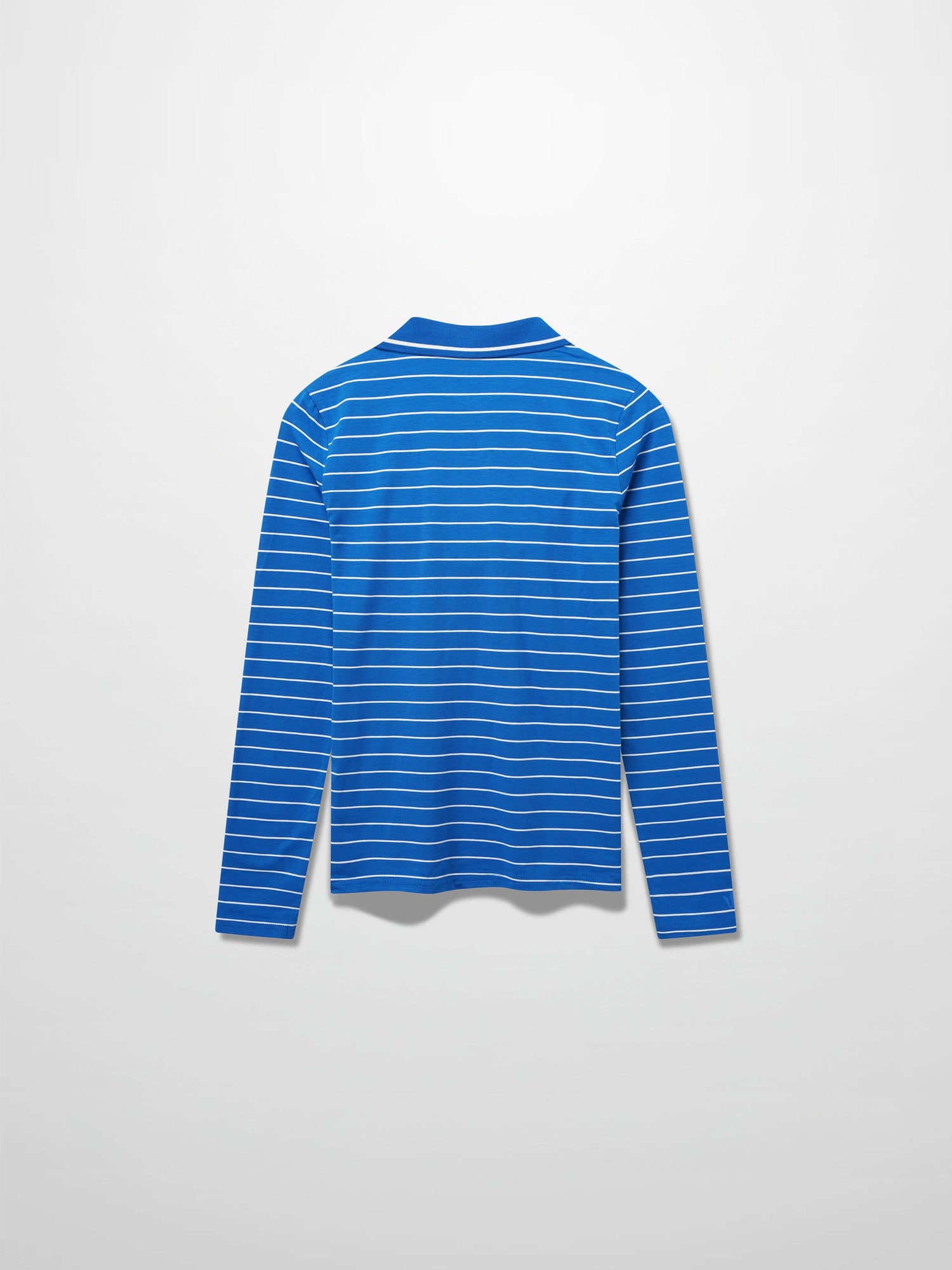 Striped Collar Snap Tee-Cobalt Blue/White