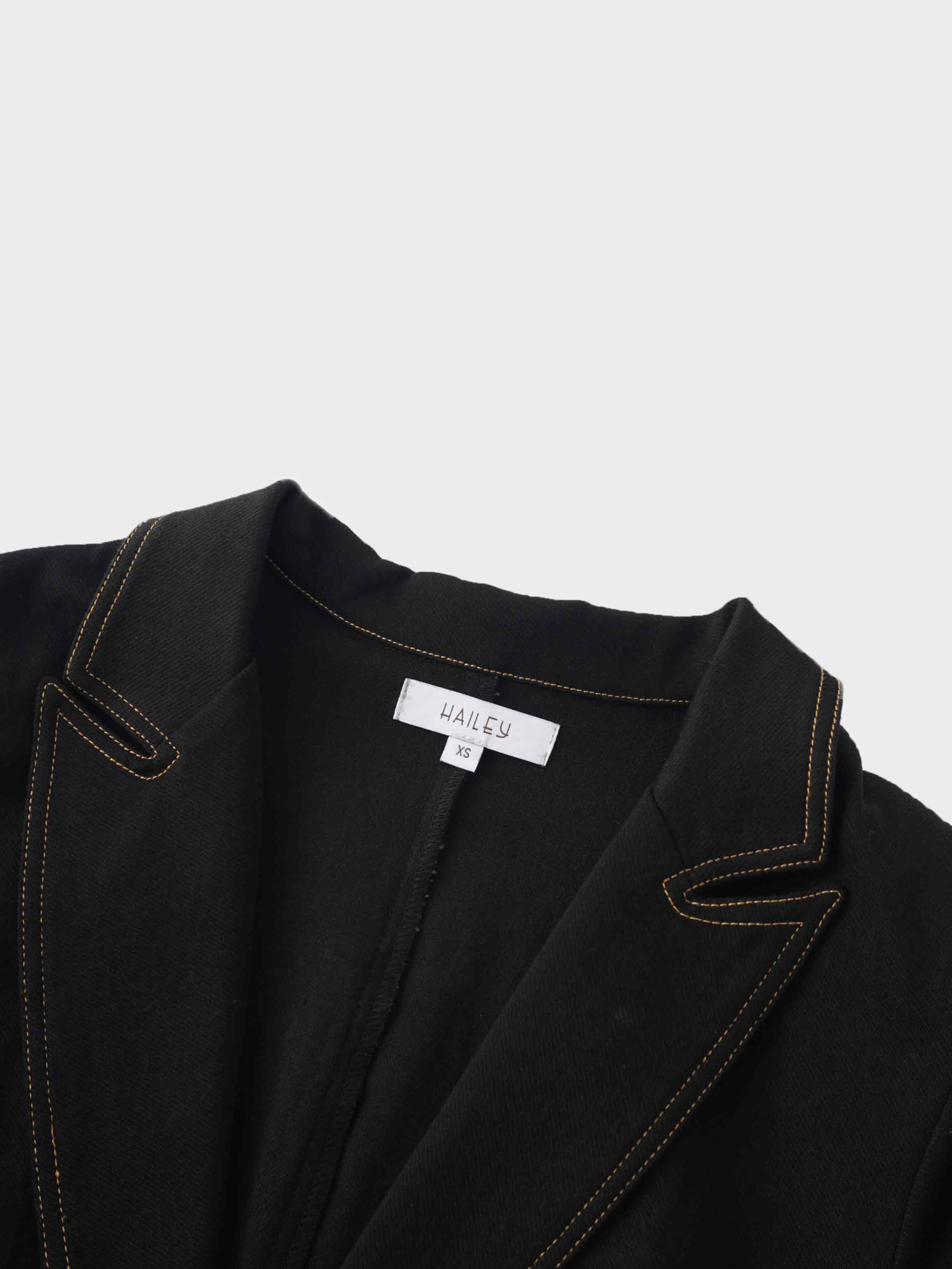 Stretch Denim Blazer-Black