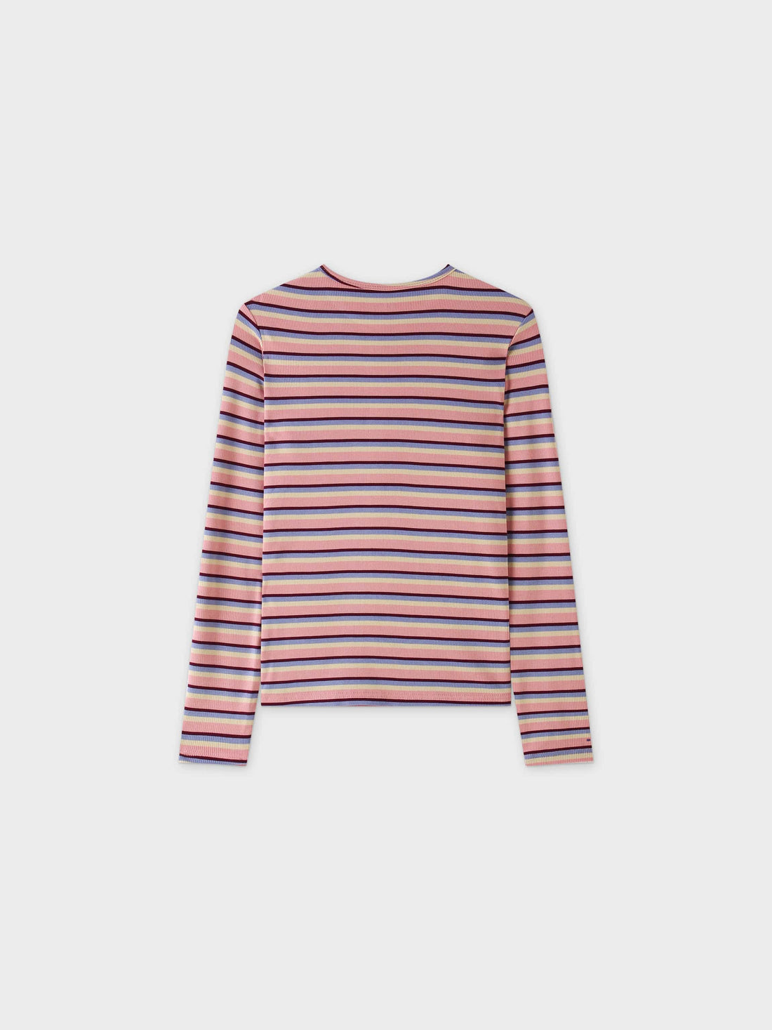 Striped Ribbed Crew-Pink/Purple/Tan