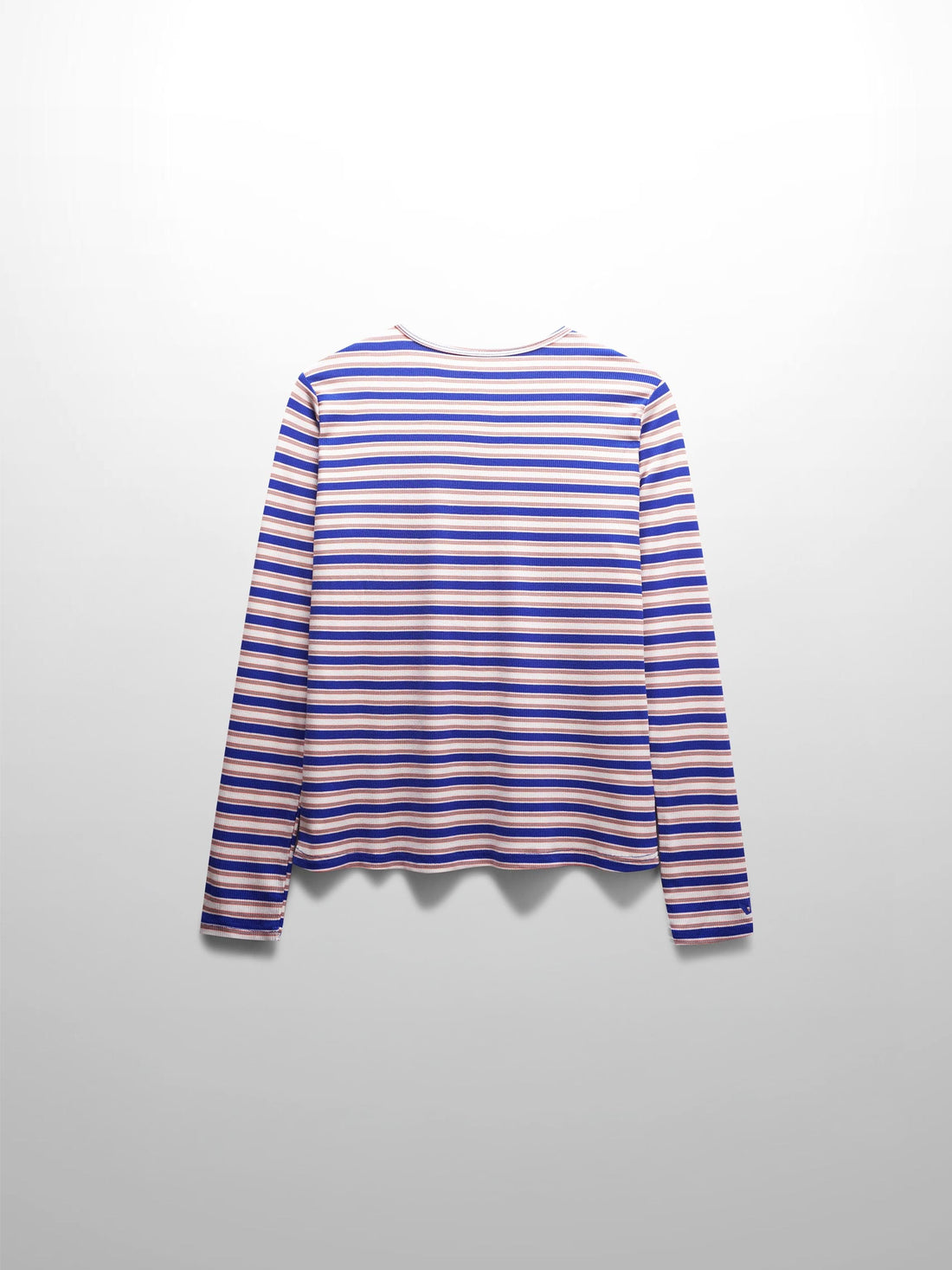 Multi Striped Ribbed Crew-Cobalt Blue/Tan