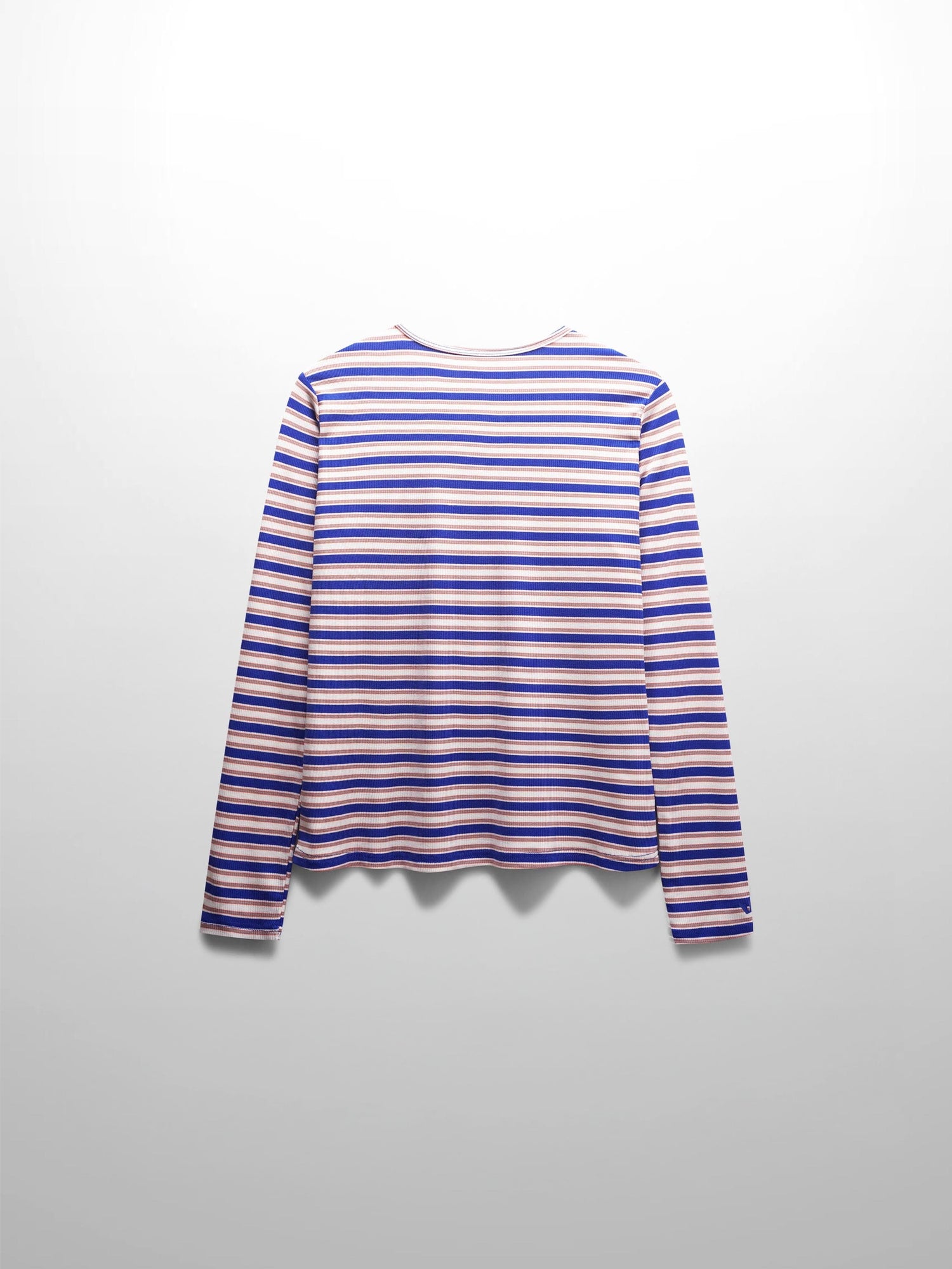 Multi Striped Ribbed Crew-Cobalt Blue/Tan
