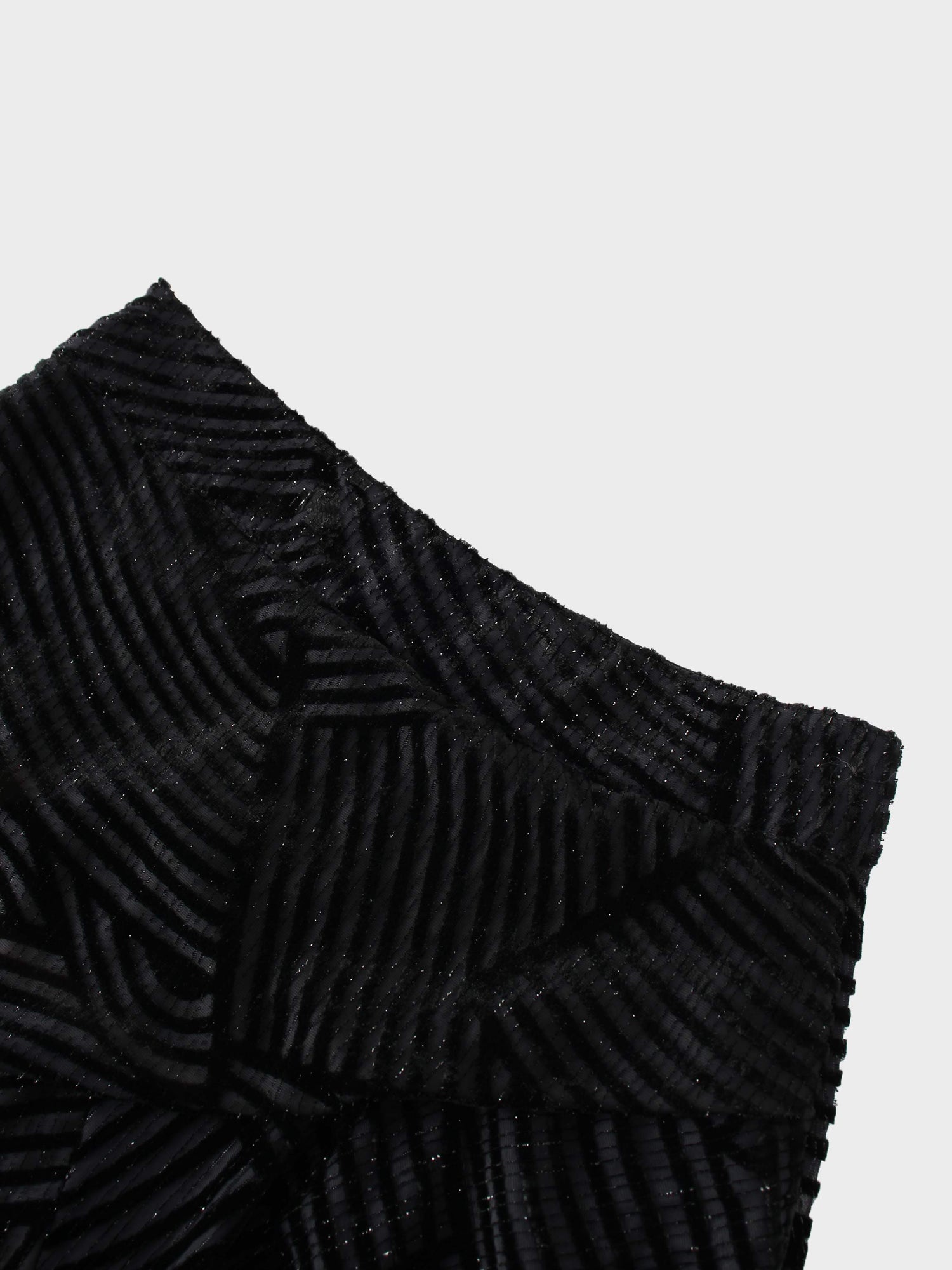 Velvet Side Overlay Skirt-Striped