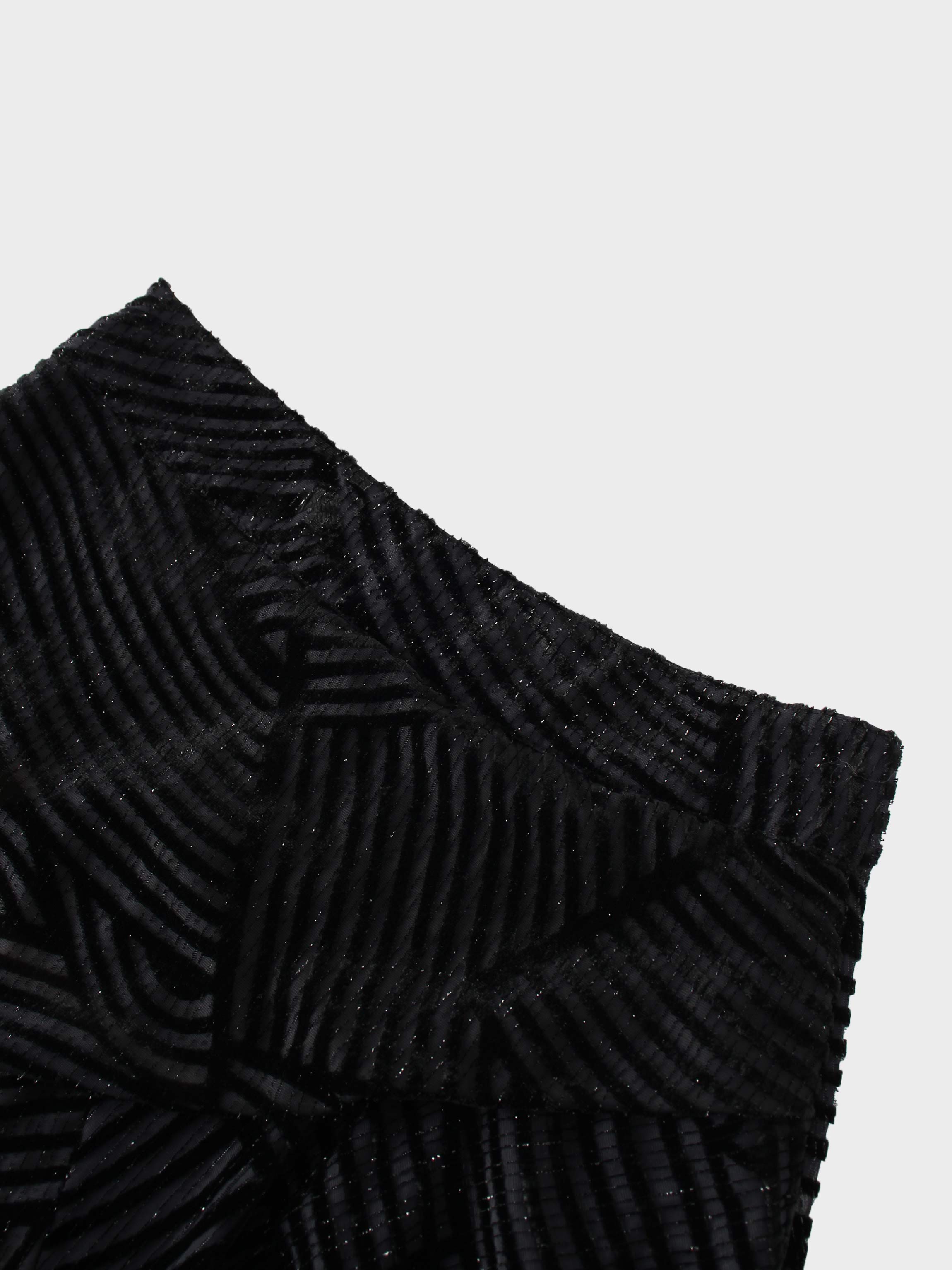 Velvet Side Overlay Skirt-Striped