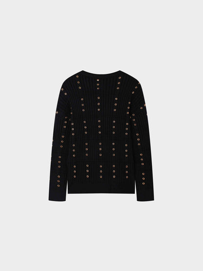 Grommet Sweater-Black
