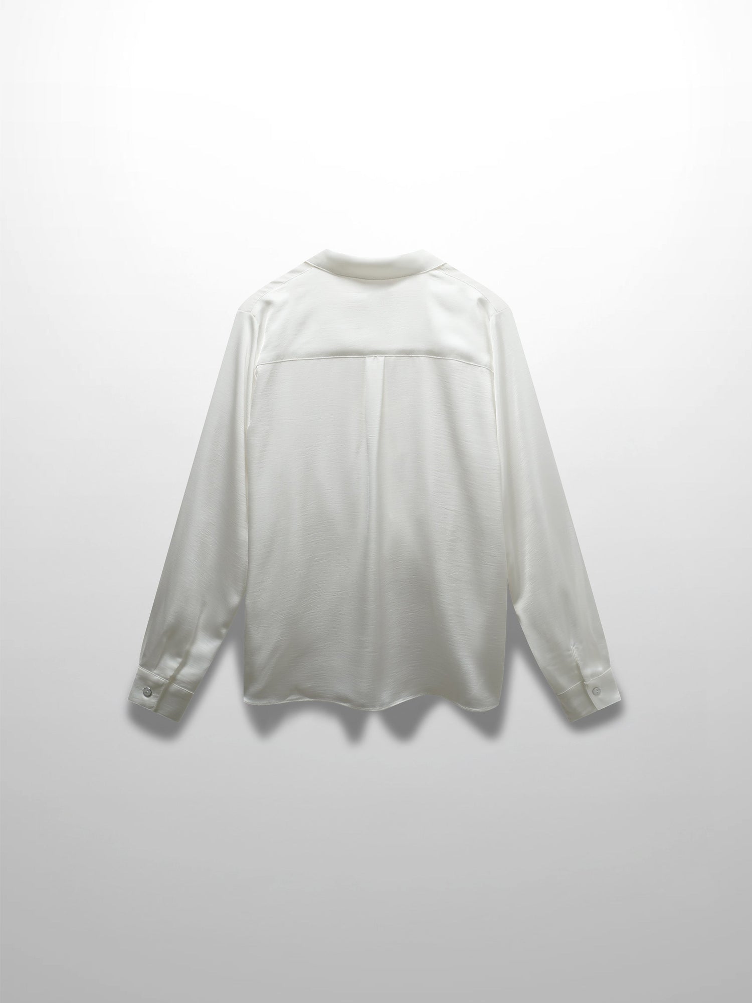 High/Low Faux Satin Crossover Top-White