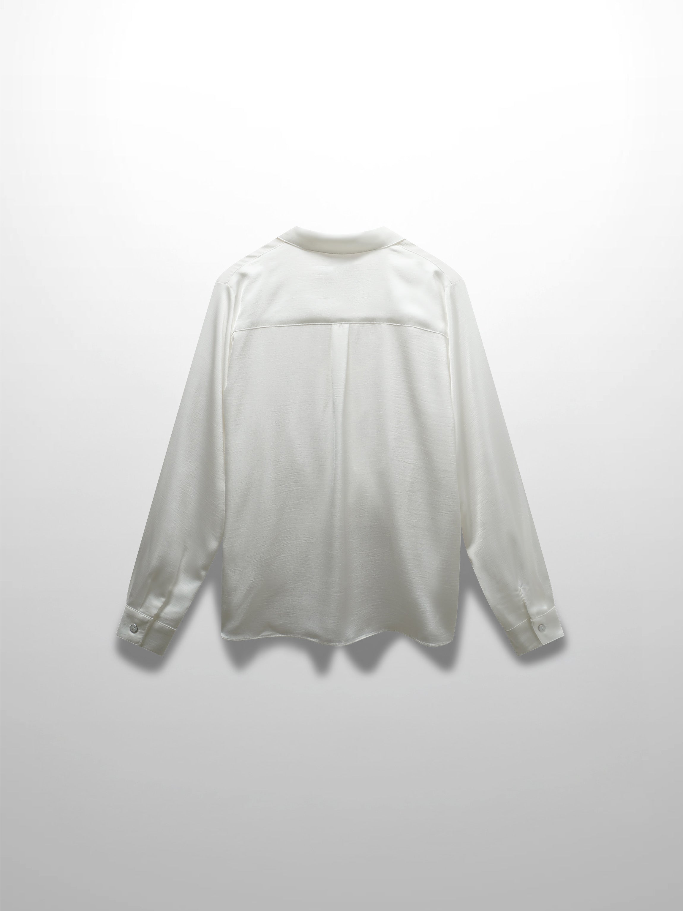 High/Low Faux Satin Crossover Top-White