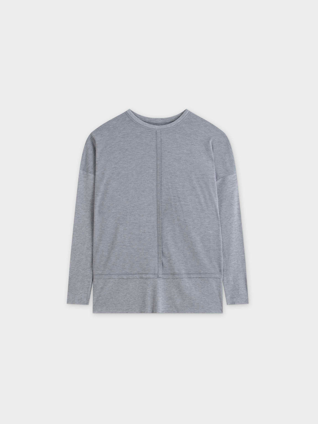 RIBBED BOTTOM T-SHIRT-GREY