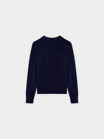 Mesh Top Sweater-Navy