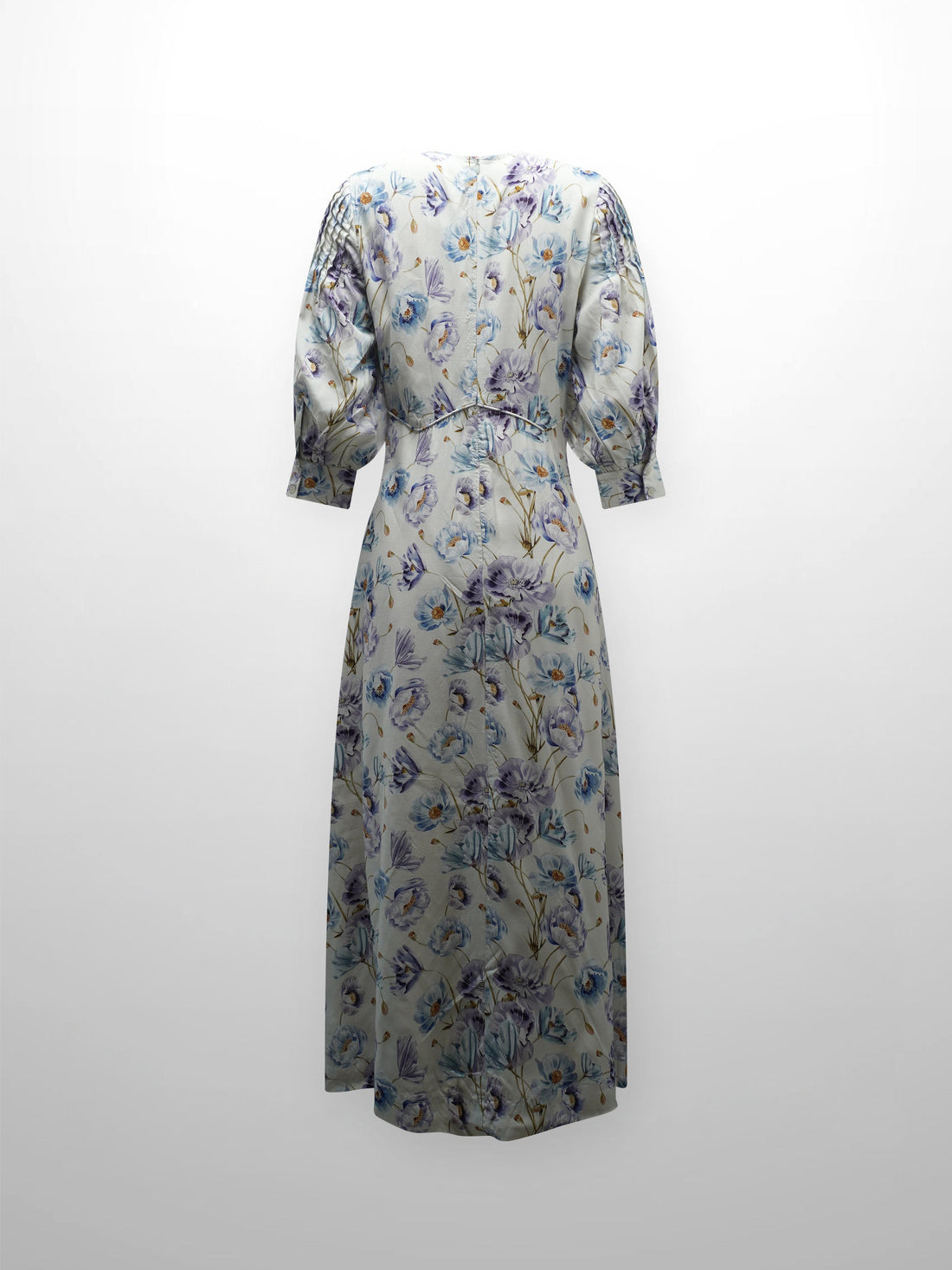 Pleated Sleeve High Waisted Dress-Floral