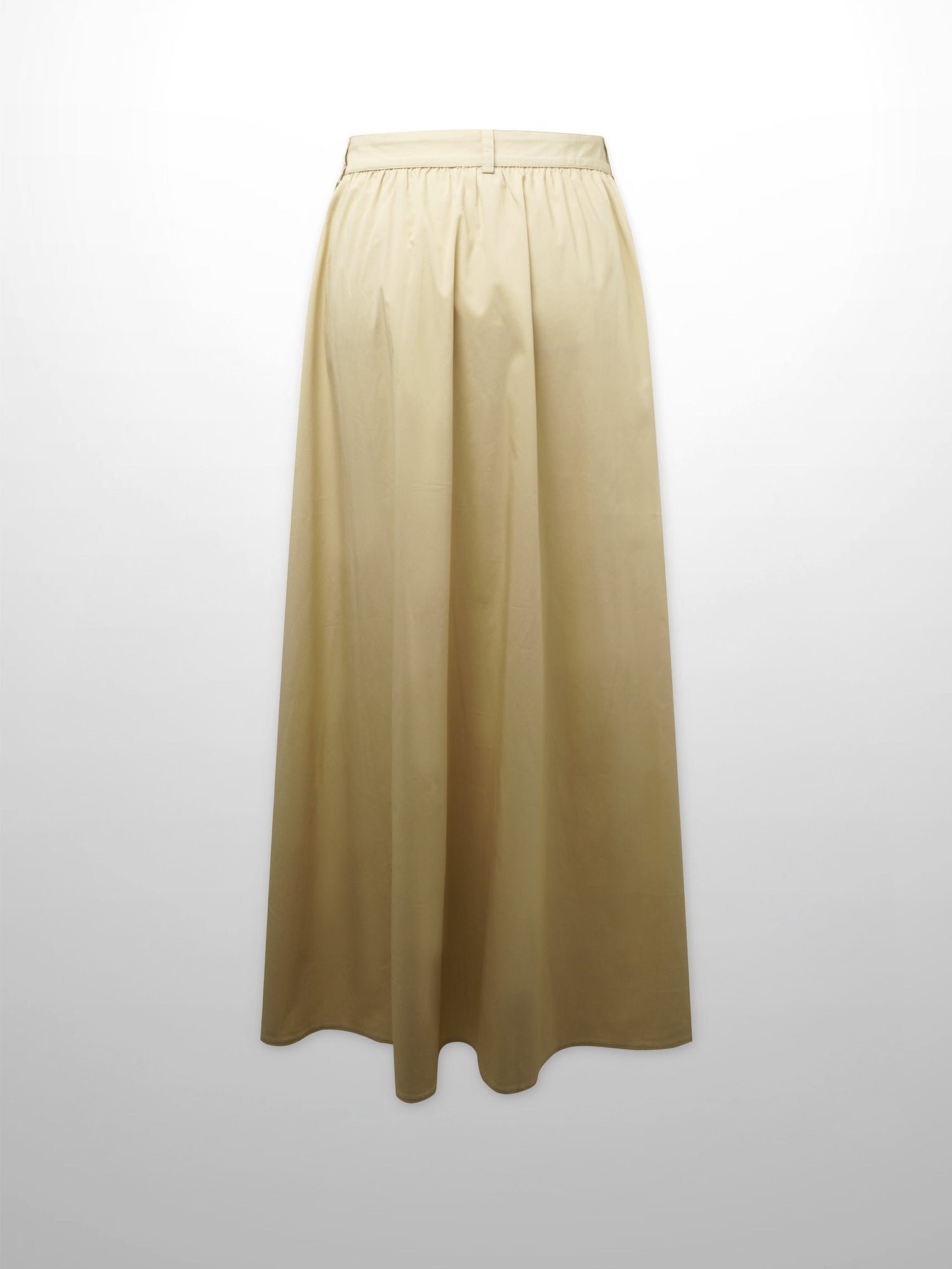 Button Down Cotton Blend Skirt-Tan