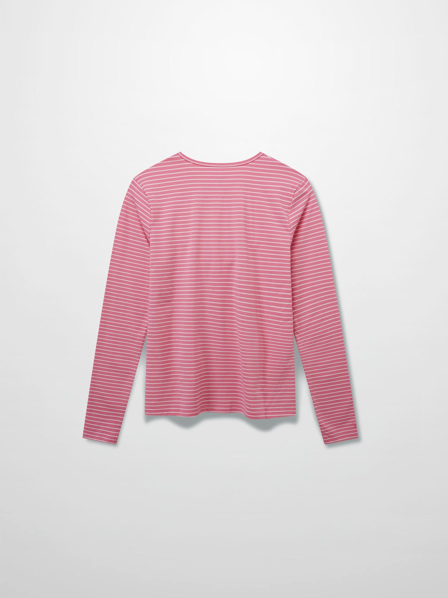 Flat Striped High V Long Sleeve-Pink/White