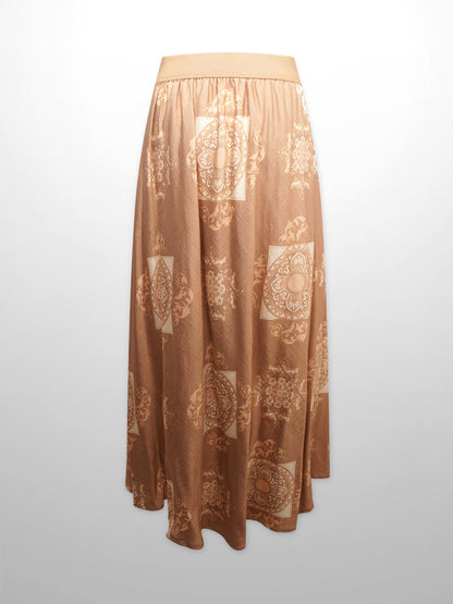 Leather Buckle Skirt-Tan Medallion