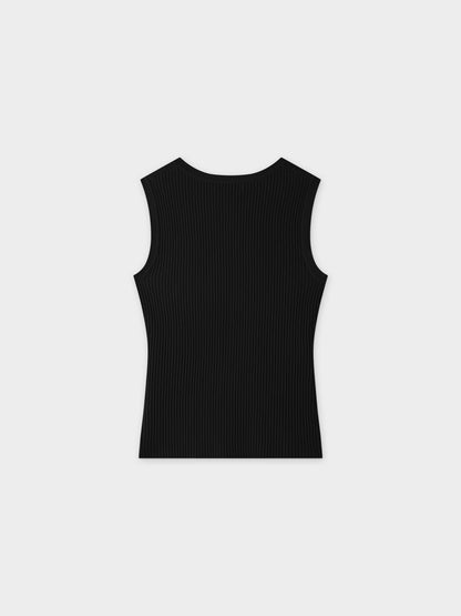 Sleeveless Ribbed Crew-Black